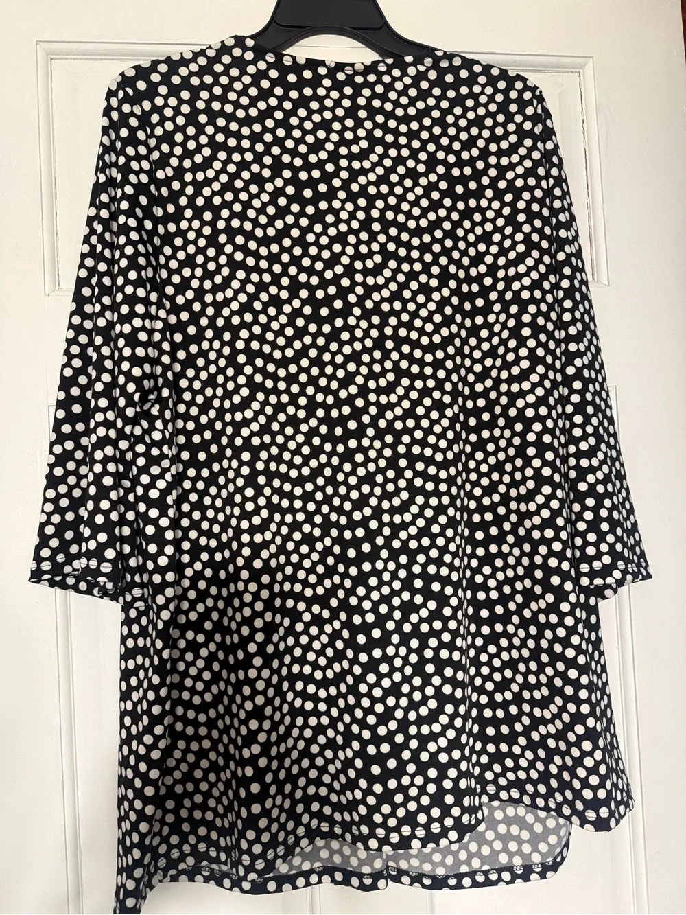 Double Take Black & White Polka Dot V-Neck Blouse - Picture 2 of 2